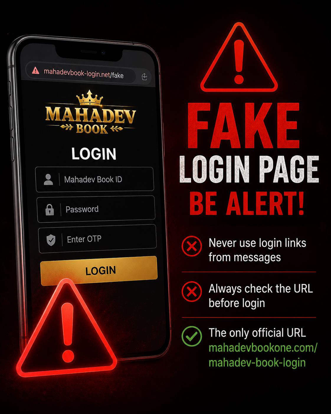 Fake Mahadev Login Warning